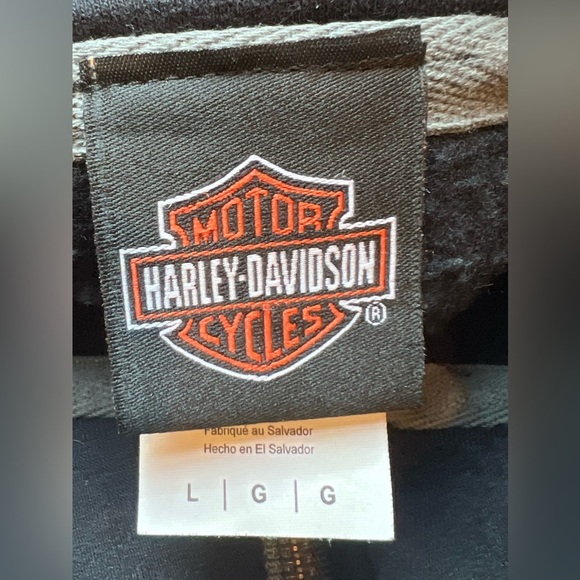 Harley Davidson Sweatshirt Mens Black L Motorcycle 1/4 Zip Skull Eagle Wisconsin - Picture 12 of 14